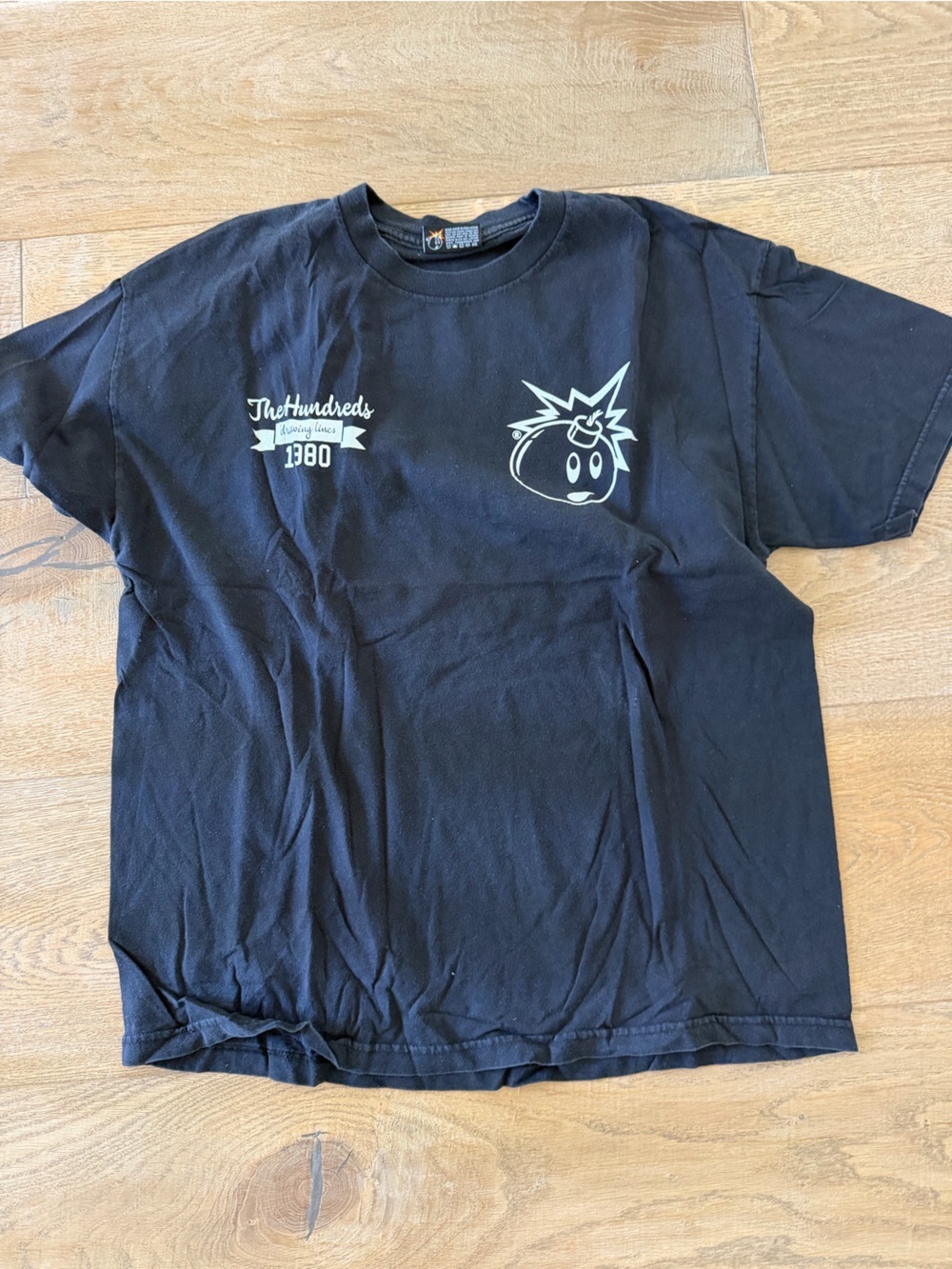 The Hundreds Black Tee with White Bomb Logo